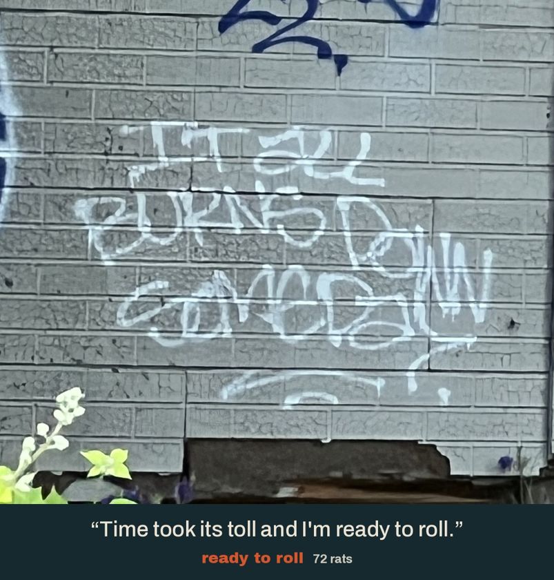 Ready To Roll — 72 Rats, lyric still over spray-painted album title graffiti